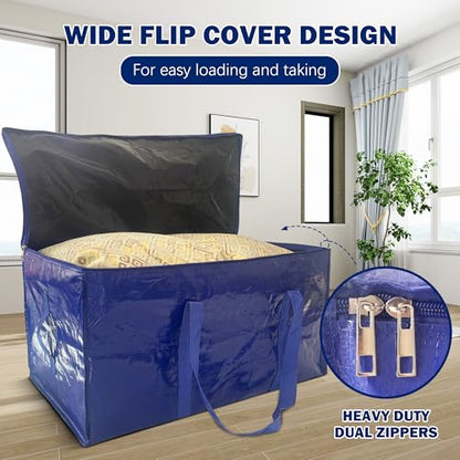 8 Pack Extra Heavy Duty Large Moving Bags with Strong Zipper & Carrying Handles, Sturdy Clothes Storage Bag Totes Bins, Packing Bags Moving Boxes College Moving Supplies, Dark Blue - 40 gal - size: 40 gal-Dark Blue