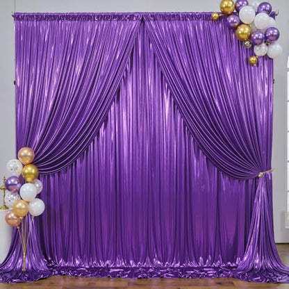 Besutolife Sequin Backdrop Curtains, 20×10 ft Sparkle Wedding & Party Backdrop Drapes with Wrinkle-Resistant Design, Glitter Photography Background for Bridal Showers, Birthdays, Baby Showers - color: Purple, size: 5x10 ft (4 Panels)