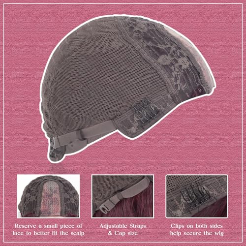 Aida ble Long Wine Red Wig for Women 26inch Burgundy Wavy Middle Part Wig | Natural Looking Synthetic Wig,Suitable for Daily Wear,Party,Halloween and Cosplay,Beginner-friendly,Lightweight and soft - color: wine red