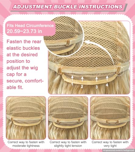 Golden Long Wavy Princess Wig, Synthetic Costume Wig with Cap | Adjustable cap included, long golden wavy hair for cosplay, Halloween, parties, festivals, and everyday dress-up - color: Golden