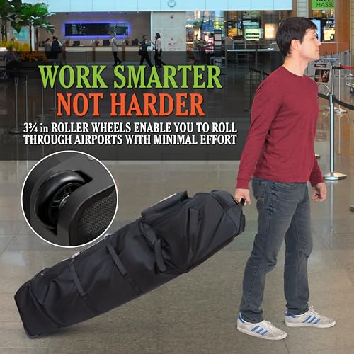 Golf Travel Bag with Wheels – Padded Airline-Approved Golf Club Travel Cover, Heavy-Duty Soft Sided Flight Bag with Reinforced Base & Carry Handles – Fits Full Size Cart & Stand Bags