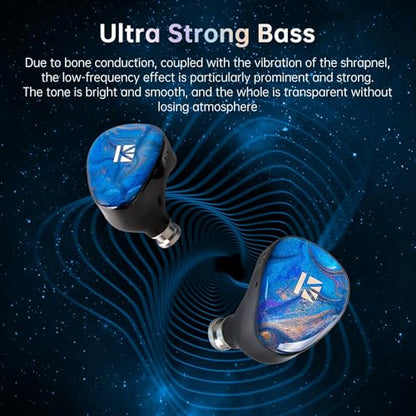 KBEAR KB02 Colorful Resin Shell in Ear Monitor Headphones, Bone Conduction Dynamic Driver Wired Earbuds, IEM Headphones HiFi Earphones with 2Pin 4N OFC Cable 3.5mm Plug for Singers Musicians, Blue - color: Blue