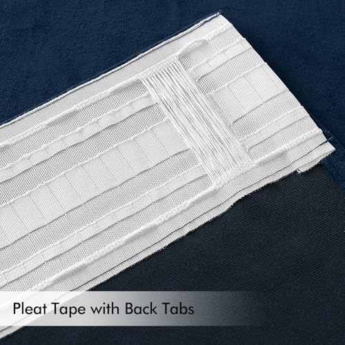 MIULEE Navy Blue Velvet Pinch Pleat Blackout Curtains W52 X L84 Inches - color: Navy Blue, size: 52"W x 84"L (Pack of 2)