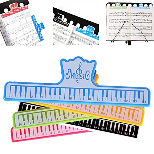 5 Pack Music Book Clip to Hold Book Open Music Page Paper Sheet Note Holder Clips for Music Reading Stand Guitar Piano Violin Cello Flute Musical Instrument Player Musician