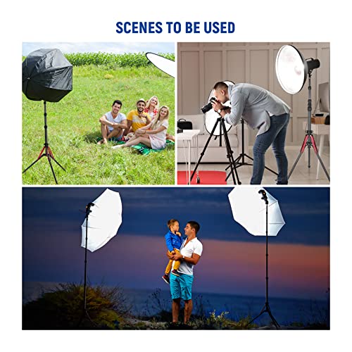 NEEWER Light Stand Carbon Fiber with 180° Reversible Legs, 1/4" to 3/8" Screw Adapter and Bag, 86.5"/220cm Portable Travel Tripod Stand for Outdoor Photography Speedlite Strobe Softbox, ST210R - style: ST210R