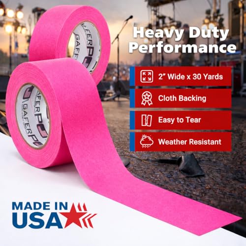 Gaffer Power Fluorescent Pink Gaffer Tape 2 Inch x 30 Yards, 11.5 Mil - color: Pink, size: 2 inches x 30 yards | 1 pack