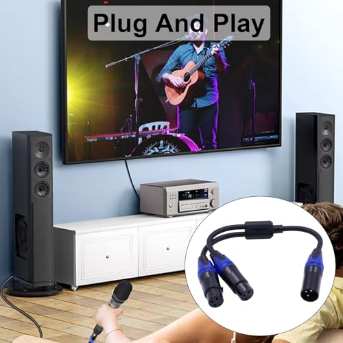 Poyiccot XLR Splitter Cable 1 Male to 2 Female, 3 Pin XLR Splitter Balanced Microphone Cable Combiner Y Cord, 1 Male to 2 Female Audio Microphone Adapter for Stero Mic, Audio Track, 11.8inch - style: 1 Male to 2 Female
