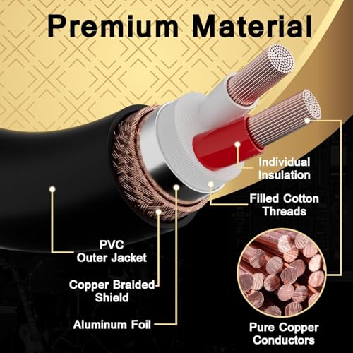XLR Microphone Cable 50FT 4 Pack, Gold-Plated 3 Pin XLR Male to Female Balanced Mic Audio Cord, AL & OFC Dual Shielded Patch Cable for Speaker, Podcast, Mixer, Amplifier, Recording - size: 50FT