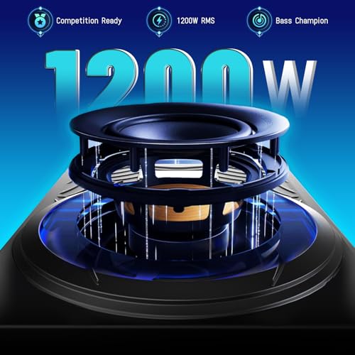 10'' 1200W Slim Under Seat Powered Car Subwoofer with Color LED Ambient Light, All-in-One Subwoofer and Amplifier Package for Car Truck SUV Audio - color: 10" 1200W Colorful Spider