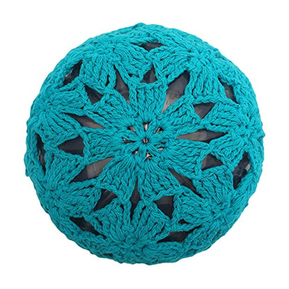 ZLYC Women Cotton Crochet Slouchy Beanie Hat Handmade Knit Summer Skull Cap | Lightweight breathable,boho casual chic look,travel photos festival party,café commute daily wear,beach concert gathering - color: Crochet Peacock Blue