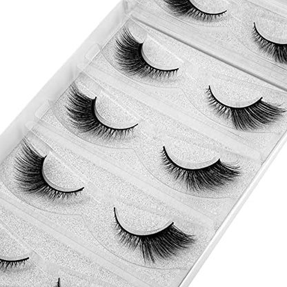 DYSILK Eyelashes Mink Lashes - False Eyelashes Fake Lashes 5 Pairs 6D Lashes Cat Eye Fake Eyelashes Strip Lashes Reusable Faux Mink Eyelashes Lash Extension Kit | Angel 4mm-17mm - color: 5 Pairs- 10
