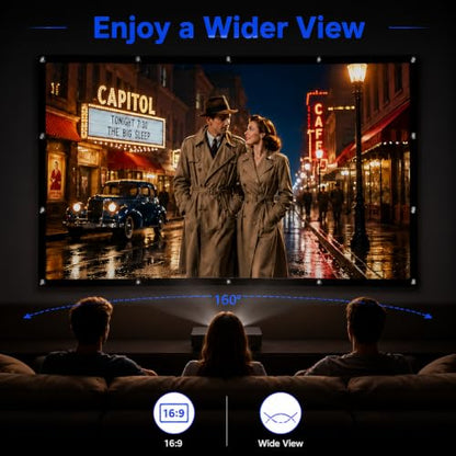Portable Projector Screen 100 Inch 16:9: Foldable Anti Wrinkle, Lightweight Double Sided Movie Screen for Indoor Outdoor Movies, Home Theater, Backyard, Camping, Families & Movie Lovers