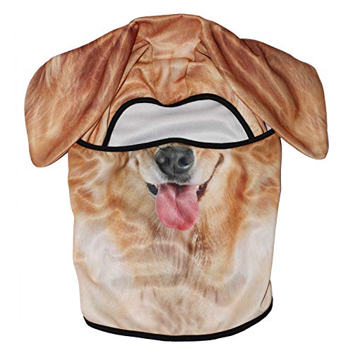 WTACTFUL 3D Animal Ears Balaclava, Breathable Face Mask for Halloween | Stand-Up Ears, Windproof Dustproof, Quick-Dry, No Fade Print, Soft, for Music Festivals Raves Ski Snowboard Moto Party - color: Golden Retriever Mss-01