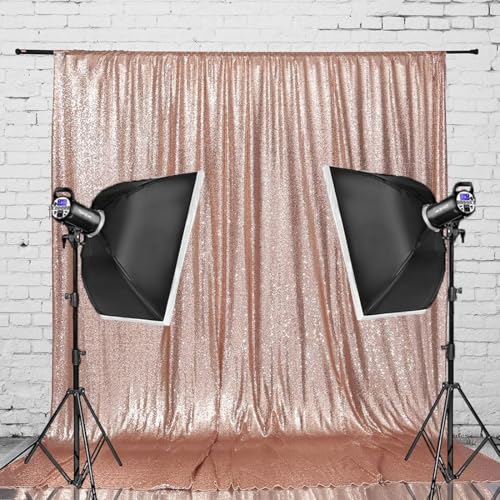Juya Delight 6FT X 8FT Non-Transparent Sequin Photography Background Backdrop Curtain for Birthday Party Wedding Festival Ceremony (Rose Gold) - color: Rose Gold, size: 6ft x 8ft