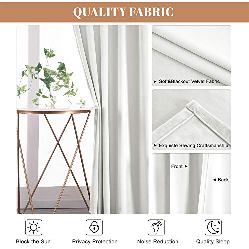 nanbowang Bleach Velvet Curtains - 42 Inches Width 84 Inches Long Soft Curtain Rod Pocket Thermal Insulated Window Treatment for Bedroom 2 Panels - color: Bleach, size: 42"W x 84"L (Pack of 2)