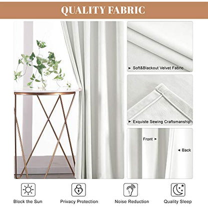 nanbowang Bleach Velvet Curtains - 42 Inches Width 84 Inches Long Soft Curtain Rod Pocket Thermal Insulated Window Treatment for Bedroom 2 Panels - color: Bleach, size: 42"W x 84"L (Pack of 2)