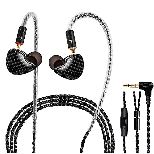 DEMAKE in Ear Monitor with Detachable 3.5mm Cable, with Mic - color: Carbon Fiber, size: With Mic