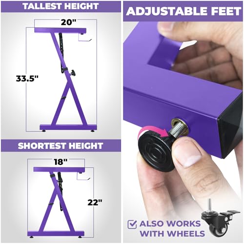 Liquid Stands Piano Keyboard Stand - Z Style Adjustable and Portable Heavy Duty Music Stand for Kids and Adults -Fits 54-88 Key Electric Pianos - Sturdy Musical Keyboard Stand (Purple) - color: Purple