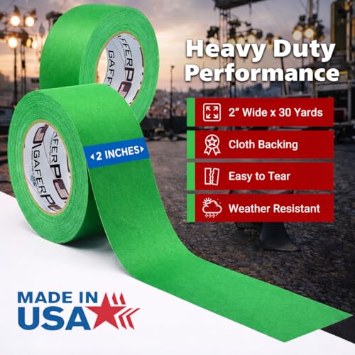 Gaffer Power Green Screen Tape 2 Inch x 30 Yards, Chroma Key, USA Made - color: Chrome Green, size: 2 inches x 30 yards | 1 pack