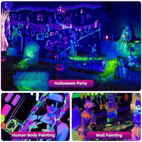 Rechargeable LED Black Light, Cordless 395nm Battery Powered Black Lights, Body Painting, Fishing, Halloween Party, Neon Glow Party, Fluorescent Poster, Christmas, 1 Pack