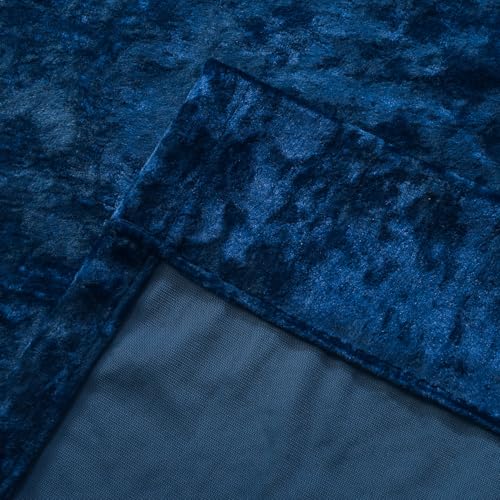 Luxury Crushed Navy Velvet Curtains 2 Panels Set - 96 inches Long Room Darkening Luxury Distressed Velvet Rod Pocket Window Drapes for Living Room Bedroom 52" W x 96" L - color: Navy, size: 52"W x 96"L (Pack of 2)