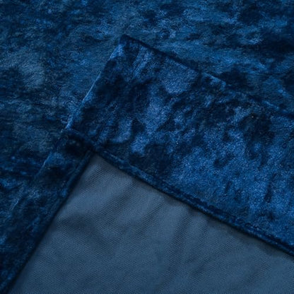 Luxury Crushed Navy Velvet Curtains 2 Panels Set - 96 inches Long Room Darkening Luxury Distressed Velvet Rod Pocket Window Drapes for Living Room Bedroom 52" W x 96" L - color: Navy, size: 52"W x 96"L (Pack of 2)