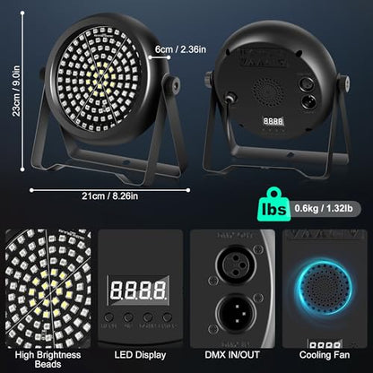 DJ Strobe Light,30W 126 LEDs RGB+W+UV 5IN1 Strobe Lights for Parties DJ Par Can Lights with Remote Control Sound Activated&Speed Control DJ Uplights for Birthday Party Halloween Festival - size: 1Pack Strobe Light