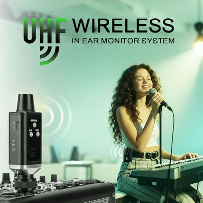 AR9 UHF Mono Wireless in-Ear Monitor System Transmitter and Beltpack Receiver for Studio, Band Rehearsal and Live Performance (AR9-1-BK)