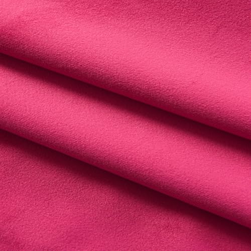 Hot Pink Velvet Curtain Set- Curtains with Bows for Living Room/Bedroom W52 x L84-inch, 2 Panels - color: Hot Pink, size: 52"W x 84"L (Pack of 2)