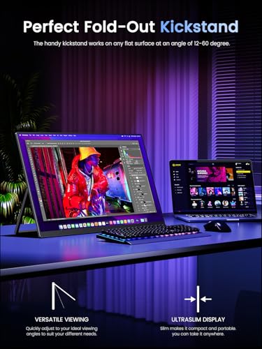 UPERFECT Portable Monitor 4K 120HZ QLED 17.3", 0.1ms Gaming Monitor | 500 Nits | 3840 * 2160 UHD |145% sRGB | USB-C & MINI HDMI | VESA & Stand | Travel Screen for Laptop, Computer, Game Consoles - size: 17.3"