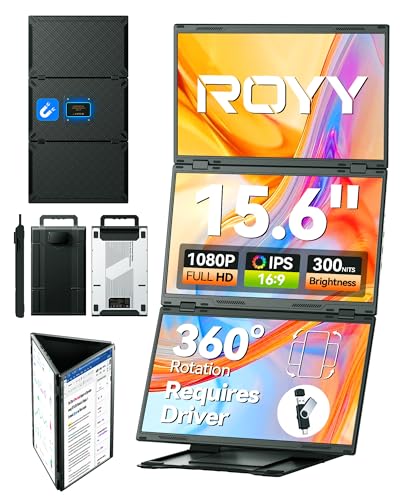 ROYY 15.6" Quad Laptop Screen Extender,FHD 1080P Double Portable Monitor with 30" Combined Display,One-Cable Connection and Driver Required,Compatible with Wins & Mac(M1/M2/ M3/M4/M5) - size: 15.6" Quad Screen Extender