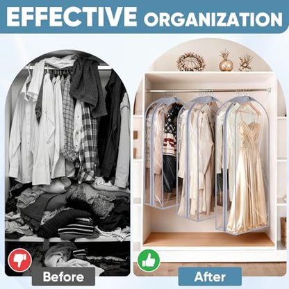 BALEINE 1PK Clear Garment Bags for Hanging Clothes, 40" Dress Suit Bag - color: Clear, size: 40" 10.5" Wide 1PK