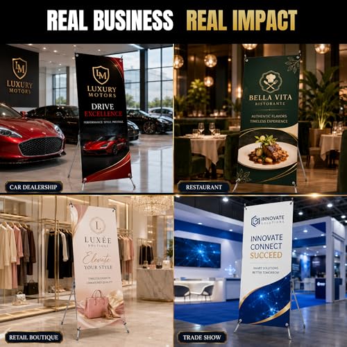 custom x stand banner 30x65" custom banners personalized Printed in USA | Custom x banner stand for Display, Vertical custom banner with stand (Option)business banners and signs customize for Event - color: X Stand Banner