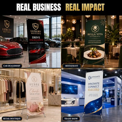 custom x stand banner 30x65" custom banners personalized Printed in USA | Custom x banner stand for Display, Vertical custom banner with stand (Option)business banners and signs customize for Event - color: X Stand Banner