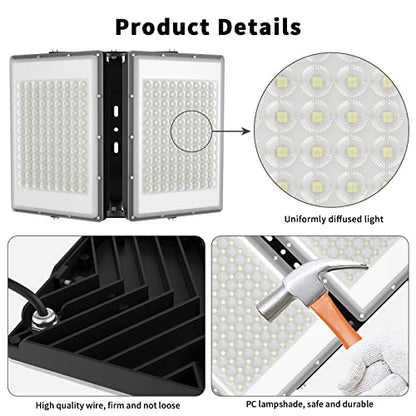 400W LED Flood Light, 40000LM Super Bright Outdoor Security Lights with Wider Lighting Angle,6000K Daylight White, IP66 Waterproof Outdoor Lighting for Garage, Garden, Yard, Parking Lot - size: 200W- Flood Light-2Pack