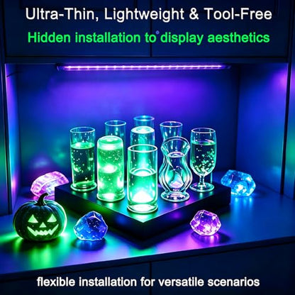 TITO 395nm USB 1ft 10W Slim Black Light Bar for Glow Party & Uranium Glass | Ultra-Thin UV Light Strip｜20% Brighter Focused Lens｜Halloween Fluorescent Decor Posters Tapestry Body Paint & Cabinet Display