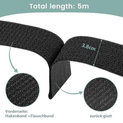 1.5In x 16Ft Cinch Straps Heavy Duty With 20 Buckles, Black Nylon Hook and Loop Straps, Reusable Long Cable Ties for Organizer or Storage (Pack of 3) - size: 1.5In x 16Ft (Pack of 3)