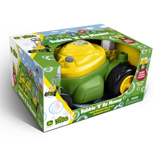 John Deere Bubble Lawn Mower for Toddlers, Bubble Blowing Machines, Indoor and Outdoor Gardening Toy, Birthday, Party Favor for Preschool Girls and Boys, No Batteries Required, 2+ - style: John Deere