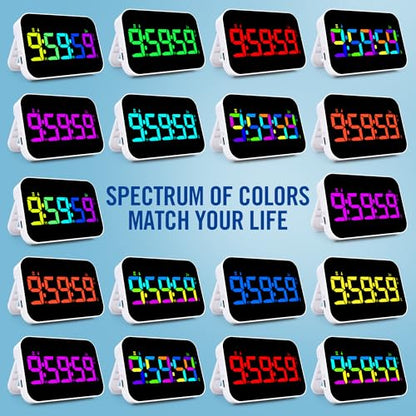 Kitchen Timer （1.5" Number） 10 RGB Color Changing Digital Magnetic Timer, Countdown/Up, Rechargeabilit, 3 Brightness Display, 3 Volume Levels and Vibration Mode, for Classroom, Study, Fitness - color: 5''rgb Charge