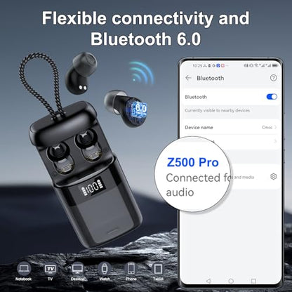 Sleep Earbuds Bluetooth 6.0 in Ear, 2026 New Mini Sleep Headphones with Sleep Monitor and APP, Sleepbuds for Side Sleepers, 48H Playtime Sleep Earphones with Personal Alarm/Small Earplugs, D-Black