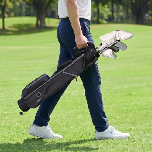 Small Golf Stand Bag Lightweight Golf Easy Carry Bag with Strap and Stand for The Driving Range, Par 3 and Executive Courses Small Golf Bags for Men or Women. - color: BLACK/GREY