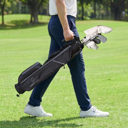 Small Golf Stand Bag Lightweight Golf Easy Carry Bag with Strap and Stand for The Driving Range, Par 3 and Executive Courses Small Golf Bags for Men or Women. - color: BLACK/GREY