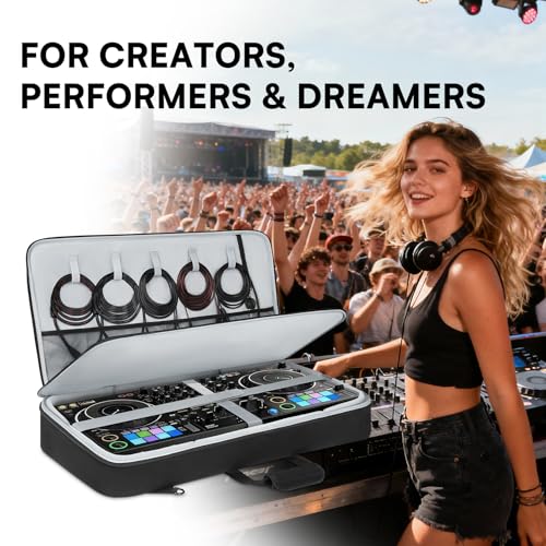 AUROTIER DJ Controller Bag for DDJ FLX10/DDJ REV5/DDJ GRV6/DDJ FLX6/DDJ 1000/DDJ 800, Padded DJ Backpack with Multi-pocket for 17 Inch Laptop, DJ Carrying Mixer Case for DJ Equipment, Grey - color: Grey