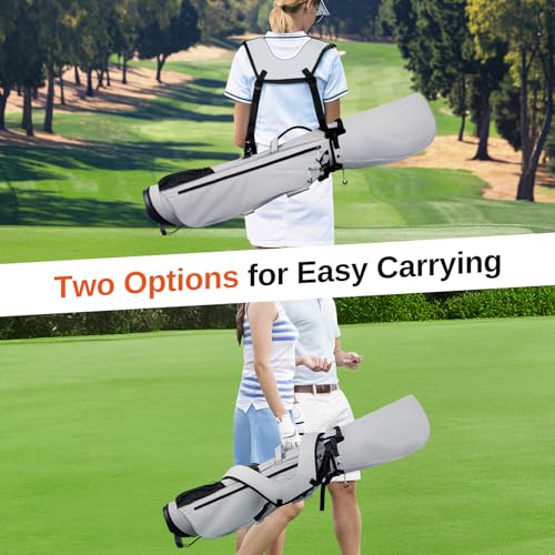 Lightweight Golf Stand Bag, 4-Way Full-Length Dividers, Holds Up to 10 Clubs, 3.7 lbs Golf Bag with Dual Straps & Stand for Driving Range, Par 3, and Standard Courses - color: Gray