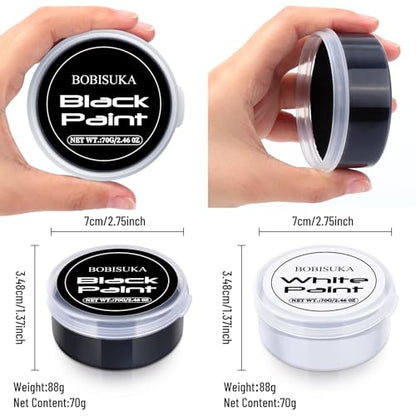 BOBISUKA Halloween Black and White Face Body Paint Oil Based Face Painting Kit for Adult Non Toxic Large Capacity Facepaint for Cosplay Clown Skeleton Vampire Special Effects Makeup - color: SET 01