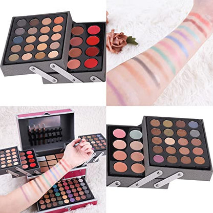 UNIFULL 132 Color All In One Makeup Kit for Women & Girls, Professional Full Set Including Eyeshadow, Lipstick, Concealer, Lip Gloss, Eyeliner, Mascara, Makeup Brushes (006N1-Pink) - color: 006N1-Pink