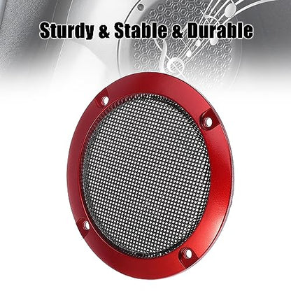 X AUTOHAUX 2pcs 3" Red Car Audio Speaker Cover Mesh Subwoofer Grill Horn Glossy Guard Protector - color: Red