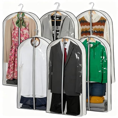 Mskitchen Hanging Clothes Storage with 4" Gusseted Garment Covers (Set of 6) - Clear Suit, Dress, Sweater, Shirt Protectors - 24"x 40"x 4" / 6 Pack - size: 24"x40"x4"/ 6 Pack