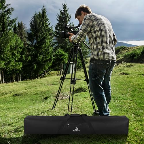 TORIBIO Tripod Carrying Case, 49x8x8in Heavy Duty Tripod Bag with Shoulder Straps and Handles, Multifunctional Monopod Case for Music Stand, Lights, Speakers, Cameras, Booms, Microphone Stands - size: 49 x 8 x 8 in