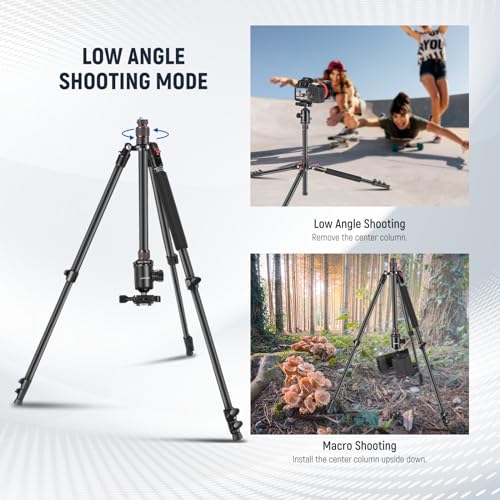 NEEWER 77 Inch Camera Tripod Monopod for DSLR & Phone, Aluminum, TP77 | 360° Panoramic Ball Head, 2 Axis Center Column, Arca Type QR Plate, Bag, Compact Lightweight Travel Tripod, 34lb Max Load - style: Travel Tripod